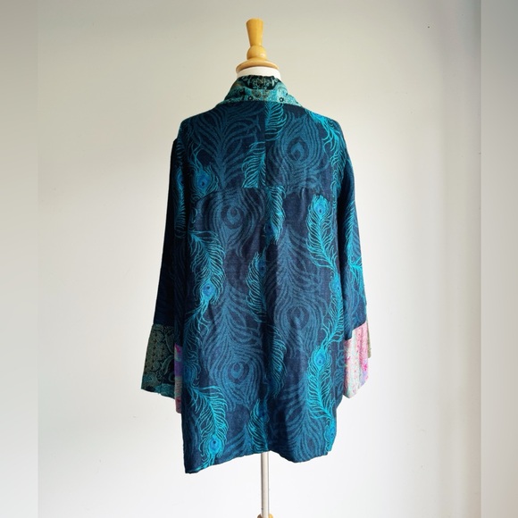 SOFT SURROUNDINGS Karli Kimono Peacock Tapestry Cardigan Size Large - Picture 4 of 6